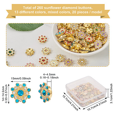 260Pcs 13 Style CCB Plastic with Rhinestones Cabochons FIND-CW0001-10-1