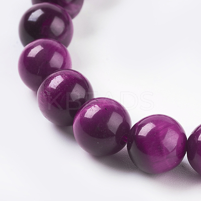 Natural Magenta Tiger Eye Beads Strands G-C076-8mm-1C-1