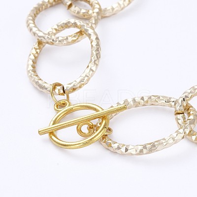 Aluminum Textured Cable Chain Bracelets & Necklaces Jewelry Sets SJEW-JS01094-03-1