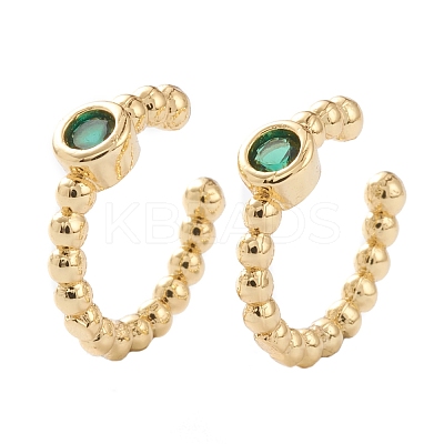 Brass Micro Pave Cubic Zirconia Cuff Earrings EJEW-H109-01F-G-1
