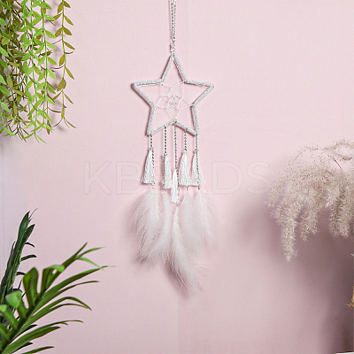 5 Styles Iron Star Ring for DIY Woven Net/Web with Feather IFIN-GF0001-67B-1