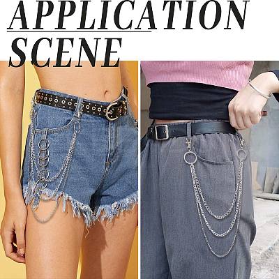 Alloy Multilayer Chain Belts for Pants AJEW-WH20018-128P-1