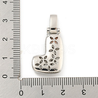 Brass Micro Pave Clear Cubic Zirconia Pendants KK-B099-01P-L-1