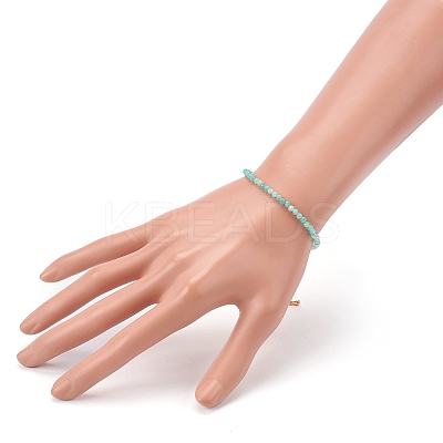 Faceted Natural Amazonite Beaded Bracelets for Women BJEW-JB05928-04-1