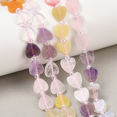 Natural Topaz Jade & Amethyst & Rose Quartz & Red Aventurine Beads Strands G-F811-A04-02-1