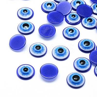 Glitter Powder Resin Evil Eye Cabochons X-CRES-S613-8mm-02-1