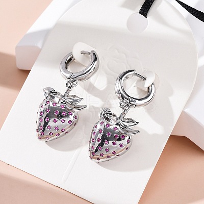 Brass Micro Pave Cubic Zirconia Hoop Earrings EJEW-R016-23P-1