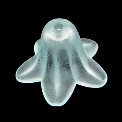 Light Cyan Frosted Transparent Acrylic Flower Beads X-PLF018-13-1