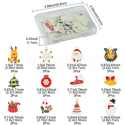 24Pcs 12 Styles Christmas Theme Spray Painted Alloy Enamel Pendants ENAM-FS0002-19P-1
