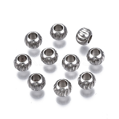 Tarnish Resistant 201 Stainless Steel Corrugated Beads STAS-S117-014A-1