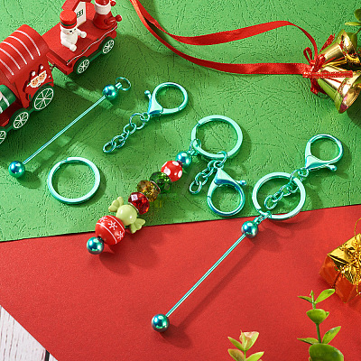 5Pcs Alloy and Brass Bar Beadable Keychain for Jewelry Making DIY Crafts DIY-SW0001-16A-1