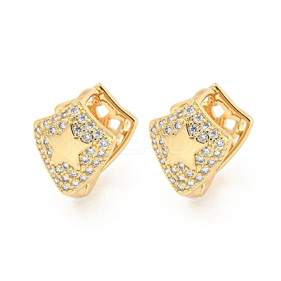 Brass Pave Clear Cubic Zirconia Hoop Earrings EJEW-M258-21G-1