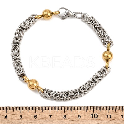 201 Stainless Steel Byzantine Chain Bracelets for Women BJEW-B143-11GP-1