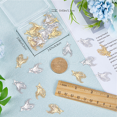 48Pcs 2 Colors Rack Plating 201 Stainless Steel Filigree Pendants STAS-CN0001-35-1