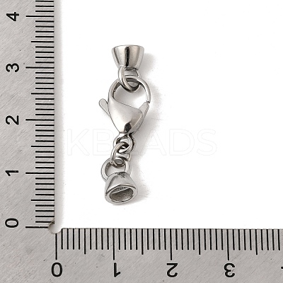 304 Stainless Steel Lobster Claw Clasps and Cord End STAS-B128-08P-01-1