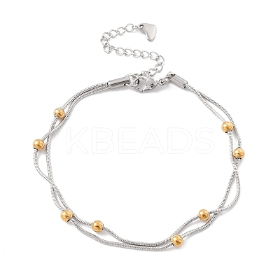 PVD Vacuum Plating 304 Stainless Steel Double Satellite Chains Multi-strand Anklet STAS-E001-09P-1