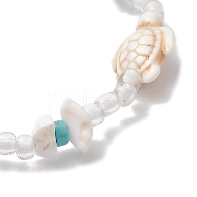 Synthetic Turquoise & Magnesite Beads Stretch Bracelets BJEW-JB11672-1