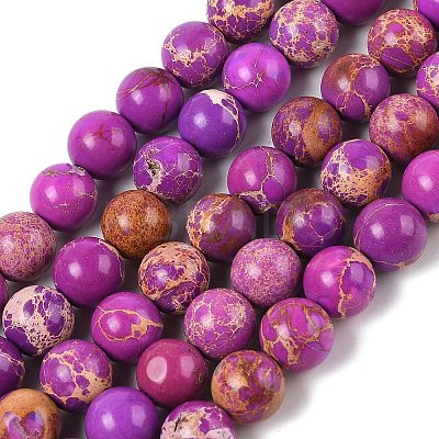Dyed Natural Regalite/Imperial Jasper/Sea Sediment Jasper Beads Strands G-B124-C03-12-1