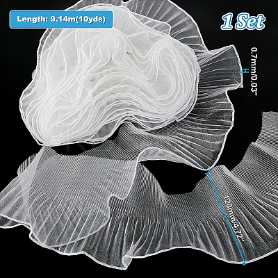 10 Yards Polyester Pleated Lace Trim OCOR-GA0001-72B-1