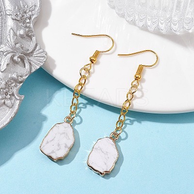 Nuggets Natural Howlite Dangle Earrings EJEW-JE05683-03-1
