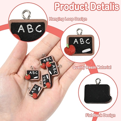 20Pcs Study Theme Opaque Resin Pendants RESI-YW0004-52-1