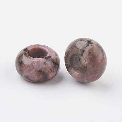 Natural Rhodonite European Beads X-G-G740-14x8mm-01-1