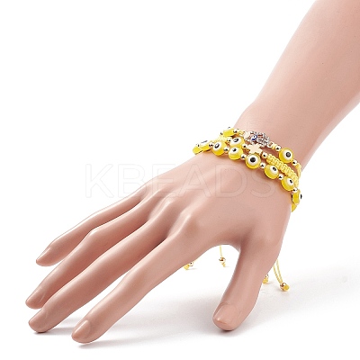 3Pcs 3 Style Resin Evil Eye Braided Bead Bracelets Set BJEW-JB08812-1