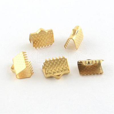 304 Stainless Steel Ribbon Crimp Ends STAS-S047-058G-1