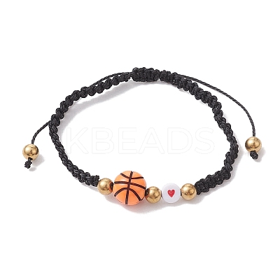 Sport Theme Acylic & Alloy Braided Bead Bracelet BJEW-JB10122-04-1