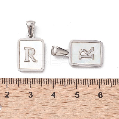 304 Stainless Steel Pave Shell Pendants STAS-G327-01P-R-1