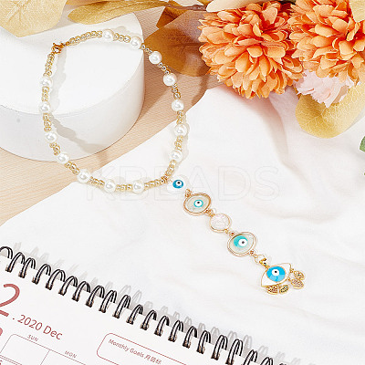 Resin & Shell Evil Eye Pendant Decoration HJEW-DR00026-1