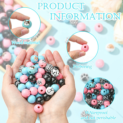 DIY Round Wood Beads & Jute Cord Pendant Decoration Making Kits DIY-YW0010-83-1