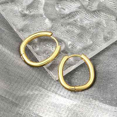 PVD Vacuum Plating 202 Stainless Steel Huggie Oval Hoop Earrings EJEW-H003-07G-06-1