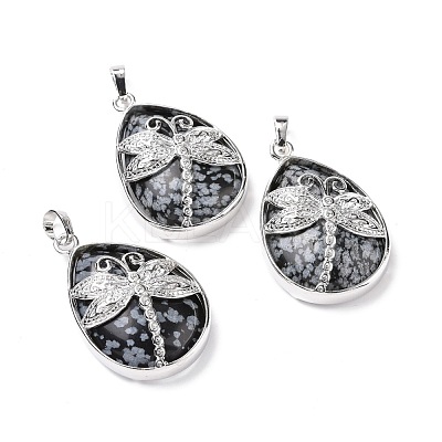 Natural Snowflake Obsidian Pendants G-G900-01P-13-1