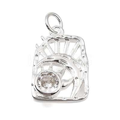 Brass Pave Clear Cubic Zirconia Pendants CU-CBAEEA8-31S-1