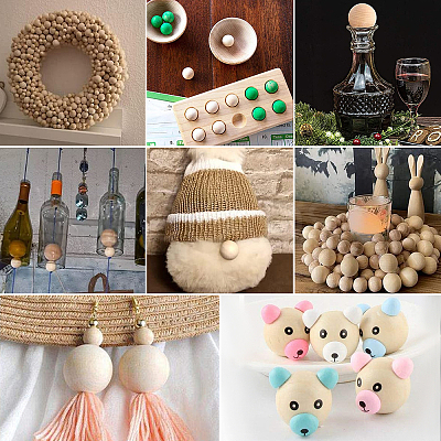 30Pcs Natural Wooden Round Ball WOOD-PH0002-19-1