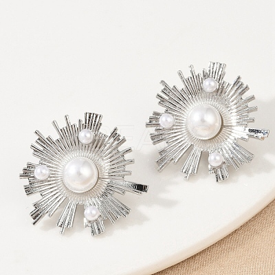 Brass ABS Imitation Pearl Stud Earrings EJEW-M082-06P-1