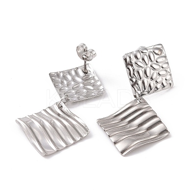 304 Stainless Steel Double Rhombus Dangle Stud Earrings for Women EJEW-G328-13-1