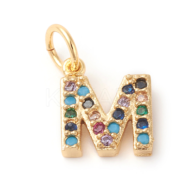 Brass Micro Pave Colorful Cubic Zirconia Charms ZIRC-F092-01-M-1