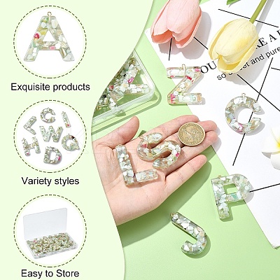 26Pcs 26 Styles Transparent Epoxy Resin Pendants CRES-YW0002-28N-1