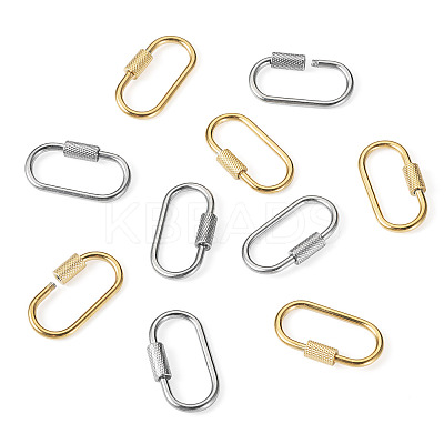 10Pcs 2 Colors Ion Plating(IP) 304 Stainless Steel Screw Carabiner Lock Charms FIND-TA0005-44-1