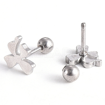 Tarnish Resistant 201 Stainless Steel Barbell Cartilage Earrings EJEW-R147-06-1