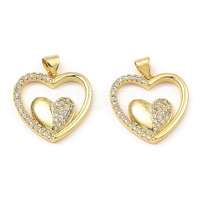 Rack Plating Brass Micro Pave Clear Cubic Zirconia Pendants KK-M253-05G-1