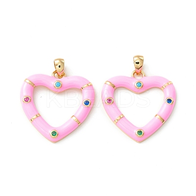 Rack Plating Brass Micro Pave Colorful Cubic Zirconia Pendants KK-D073-07G-04-1