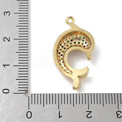 Rack Plating Brass Micro Pave Cubic Zirconia Pendants KK-G515-40G-03-1