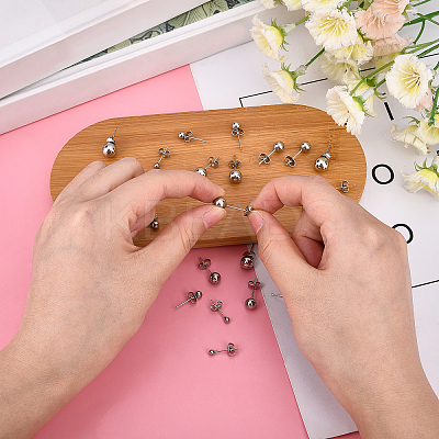 36 Pairs 6 Style 304 Stainless Steel Ball Stud Earrings STAS-DC0003-70-1