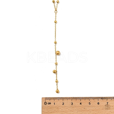 304 Stainless Steel Round Ball Link Chain Y Necklaces for Women NJEW-A059-03G-1