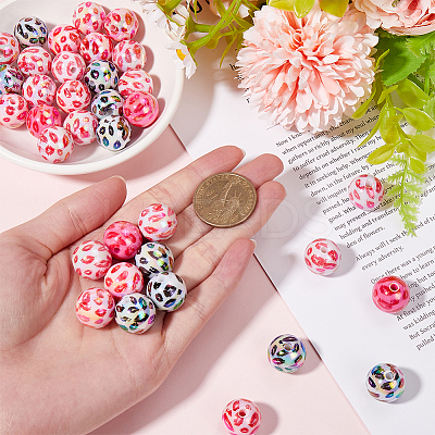 50Pcs UV Plating Opeque Acrylic Beads MACR-SC0001-51A-1