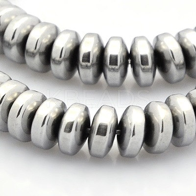Grade AAA Non-magnetic Synthetic Hematite Rondelle Beads Strands G-M080-02-1