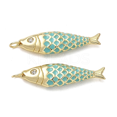 Brass Micro Pave Clear Cubic Zirconia Pendants KK-G522-43G-04B-1
